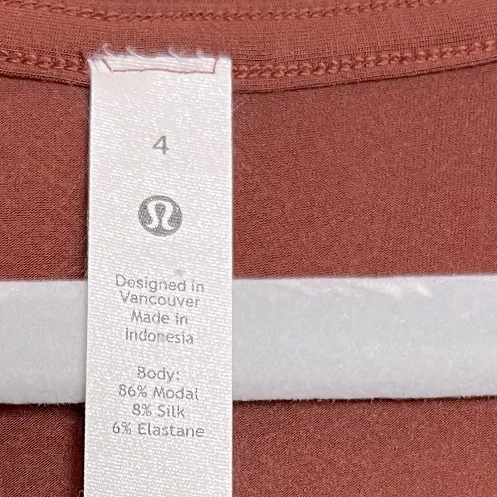 Lululemon Up for Down Time Long Sleeve Modal Top W3DU25 Dark Terracotta NEW